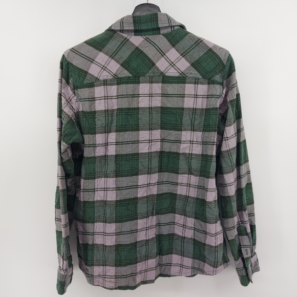 Carhartt Plaid Flannel Button Down Shirt Size Medium Green - Picture 5 of 5